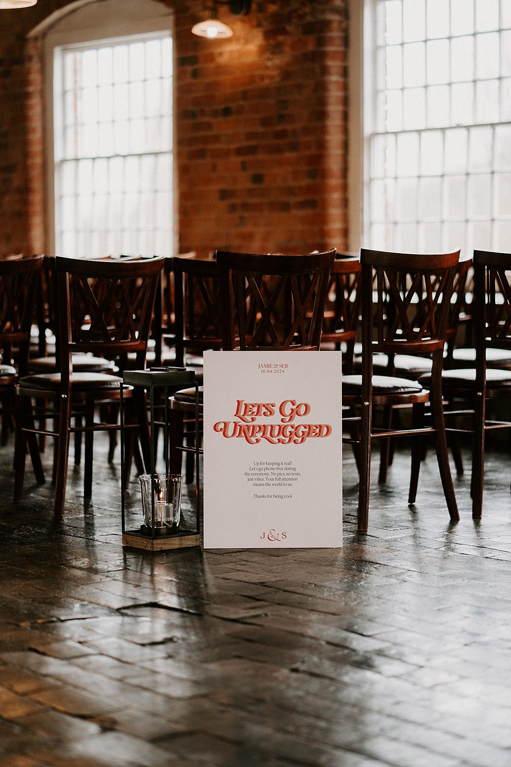 Industrial Spring Wedding Mirl & Co Unplugged Ceremony Sign