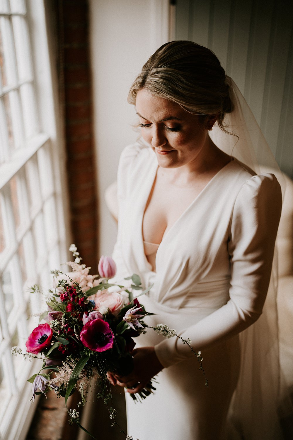 Industrial Spring Wedding Mirl & Co Pink Red Blush Bouquet Flowers