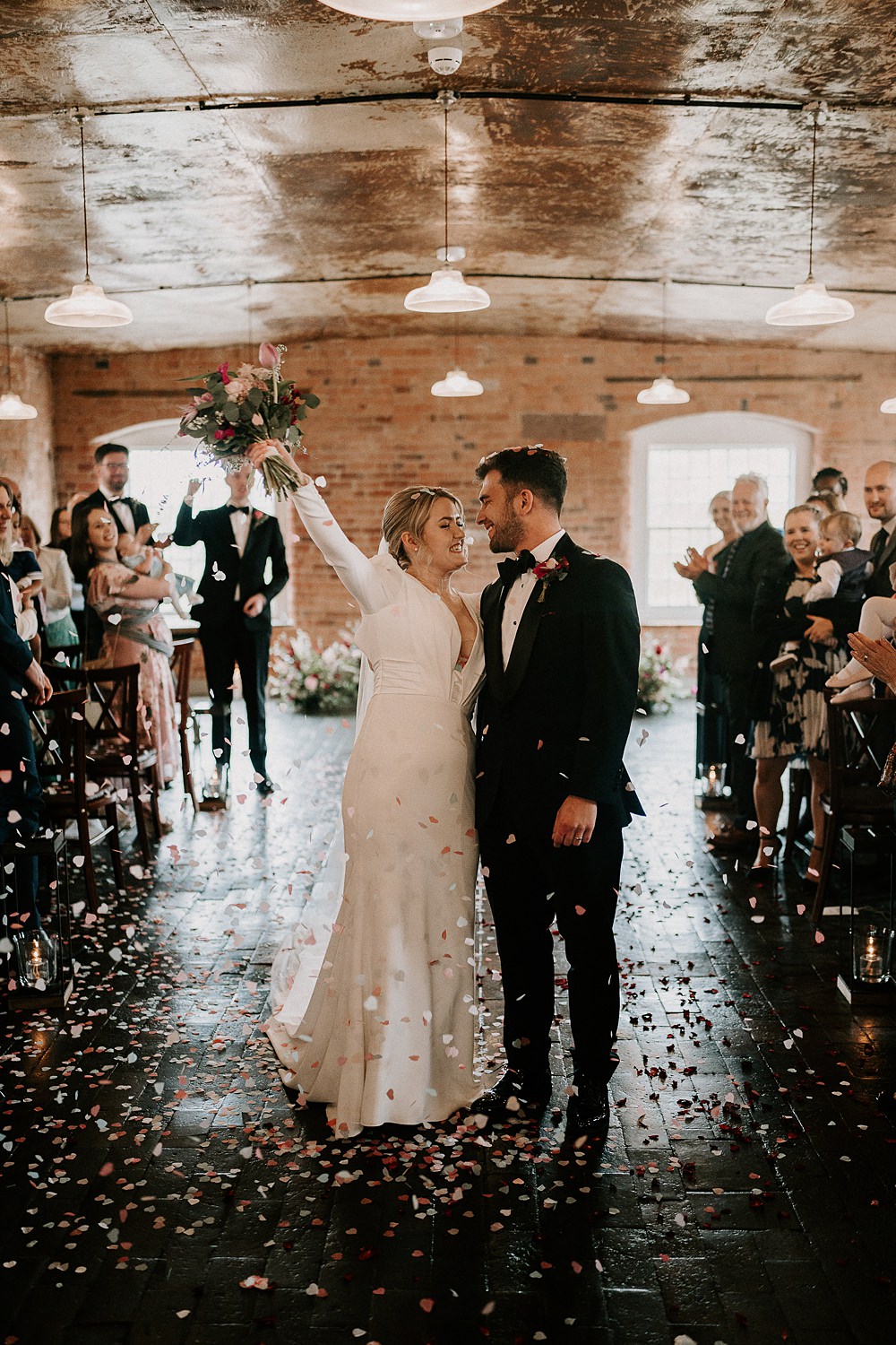 Industrial Spring Wedding Mirl & Co Confetti Throw Aisle