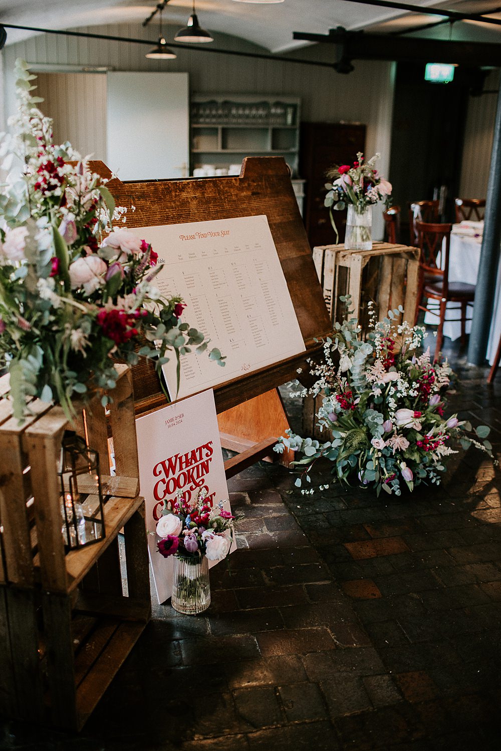 Industrial Spring Wedding Mirl & Co Easel Board Table Plan