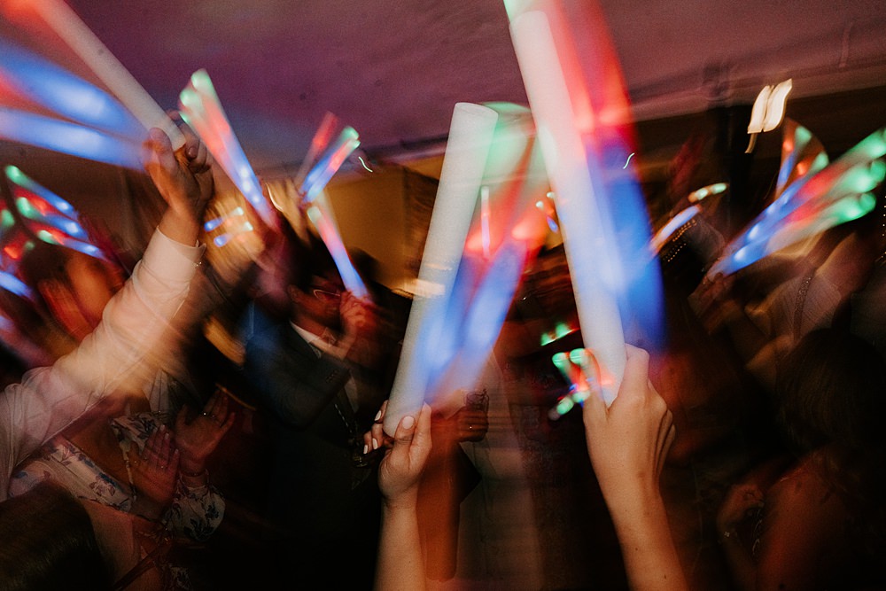 Industrial Spring Wedding Mirl & Co Glow Sticks Dancefloor