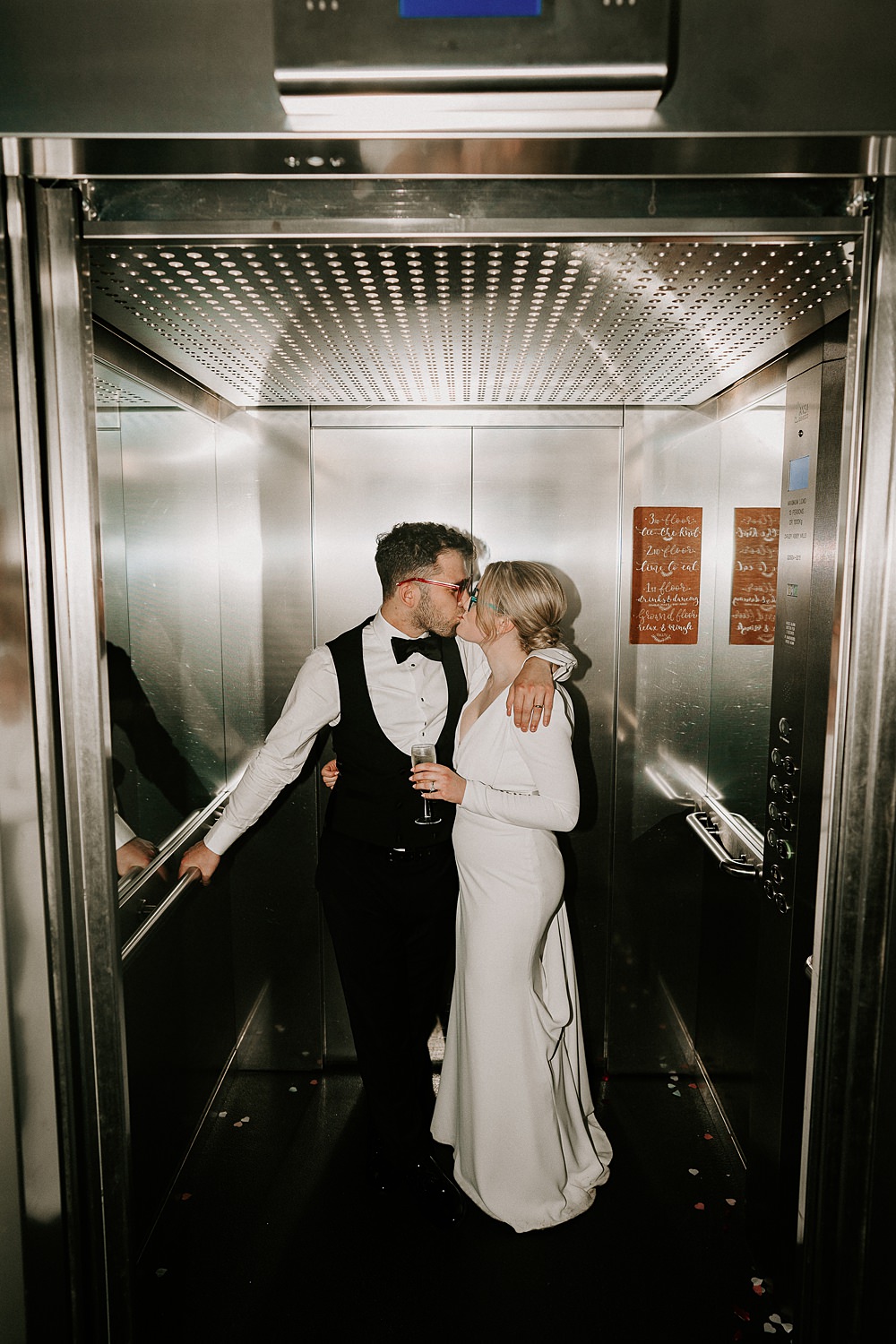 Industrial Spring Wedding Mirl & Co Bride Groom Lift Elevator