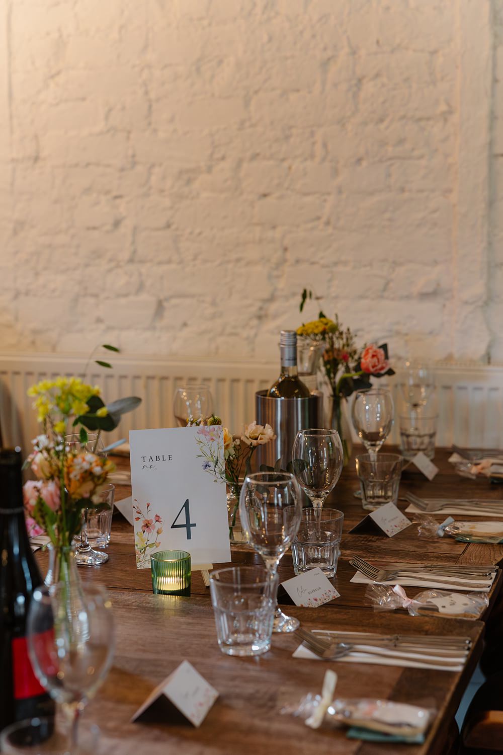 Prince Albert Camden Wedding Heather Sham Photography Wooden Tables Colourful Flowers Decor Tea Lights
