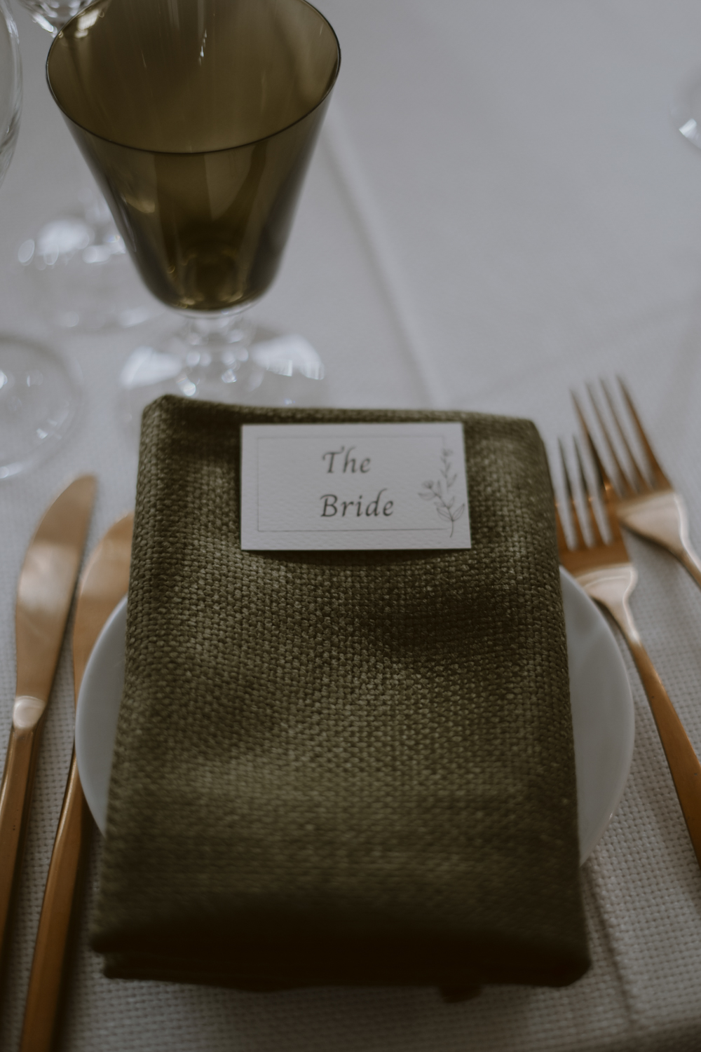 Slindon House Wedding Sasha Weddings Place Name Card Green Napkin