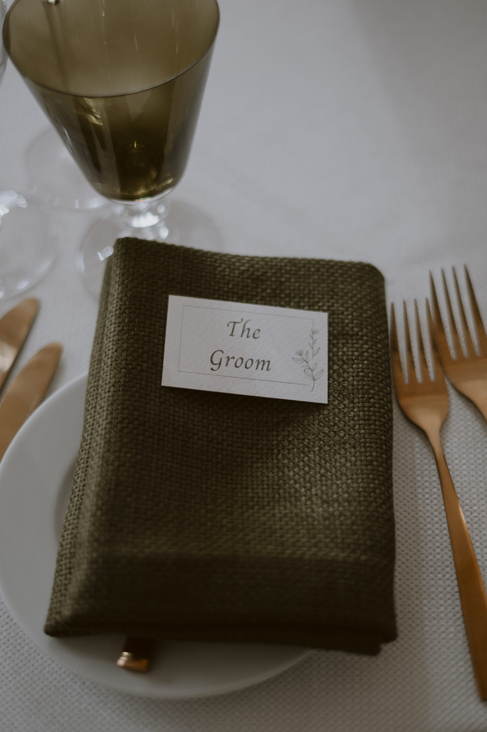 Slindon House Wedding Sasha Weddings Place Name Card Green Napkin