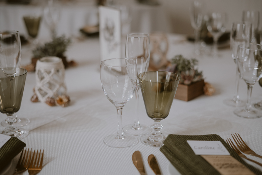 Slindon House Wedding Sasha Weddings Table Green Glasses