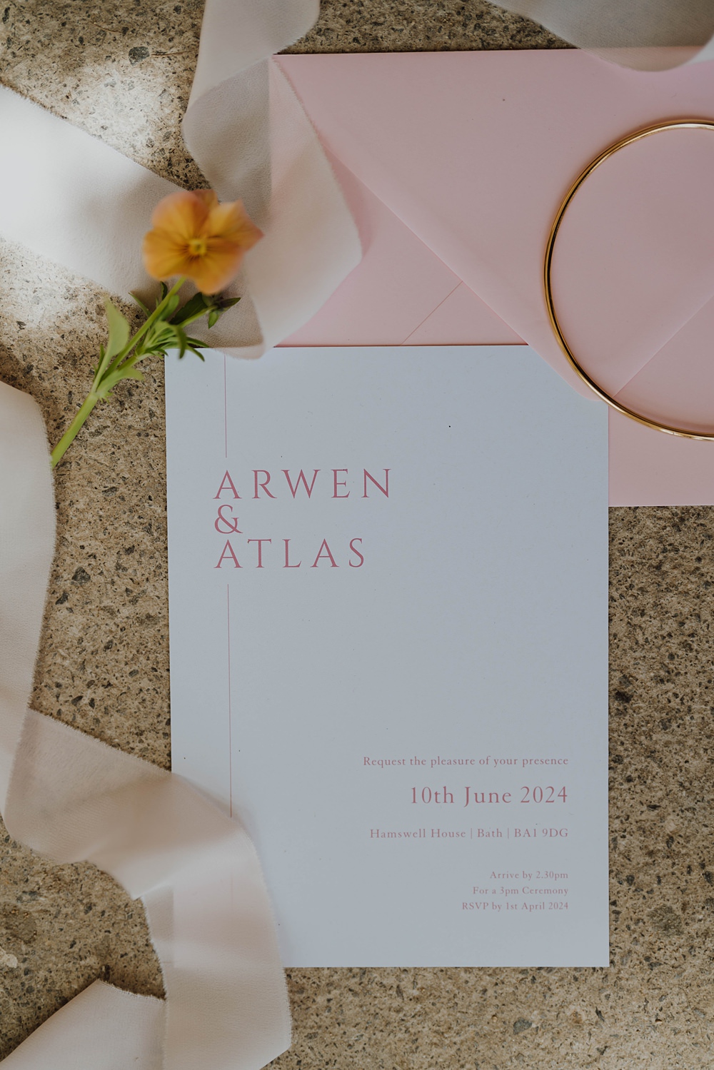 Spring Cotswolds Wedding Ideas Mei Lou Photography Peach Cream Pink Stationery Invite