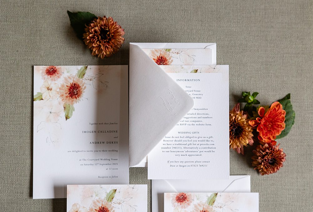 The Courtyard Venue Wedding Ideas Nicki Jones Photography Invite Stationery Autumn Flowers