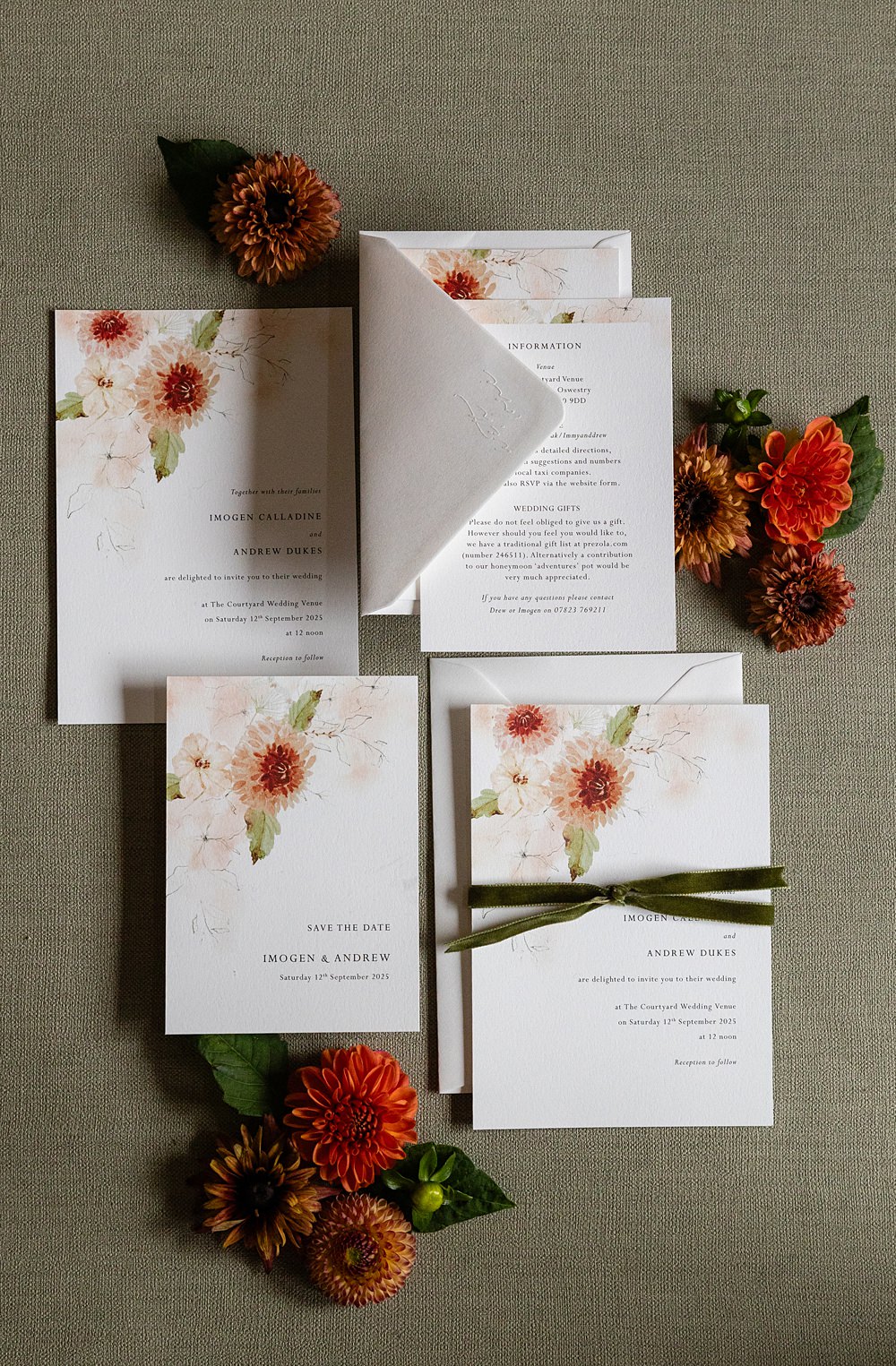The Courtyard Venue Wedding Ideas Nicki Jones Photography Invite Stationery Autumn Flowers