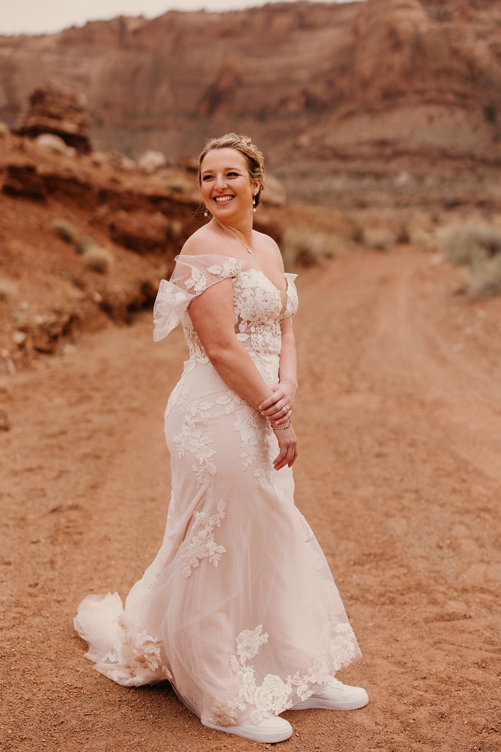 The Red Earth Venue Wedding Adventure and Vow Lace Tulle Gown Bride
