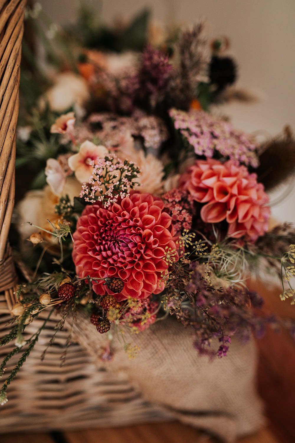 Chidham Barn Wedding Lucy Davis Photography Autumn Flowers Dahlias