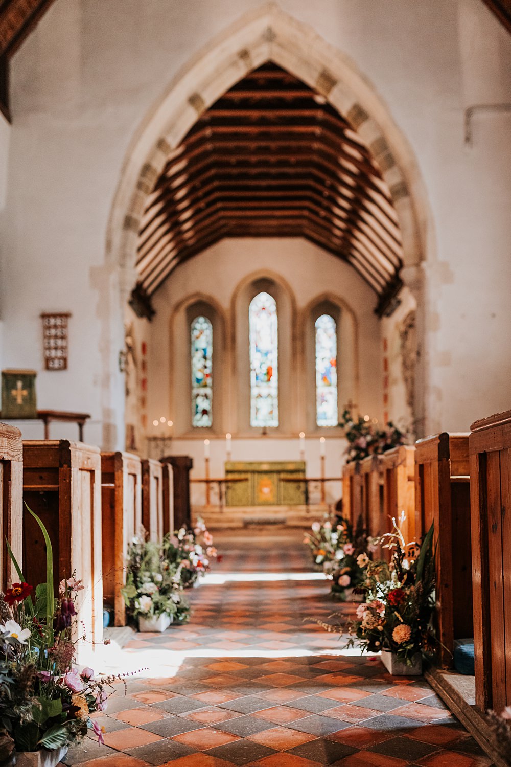 Chidham Barn Wedding Lucy Davis Photography Church Flowers Pew Ends