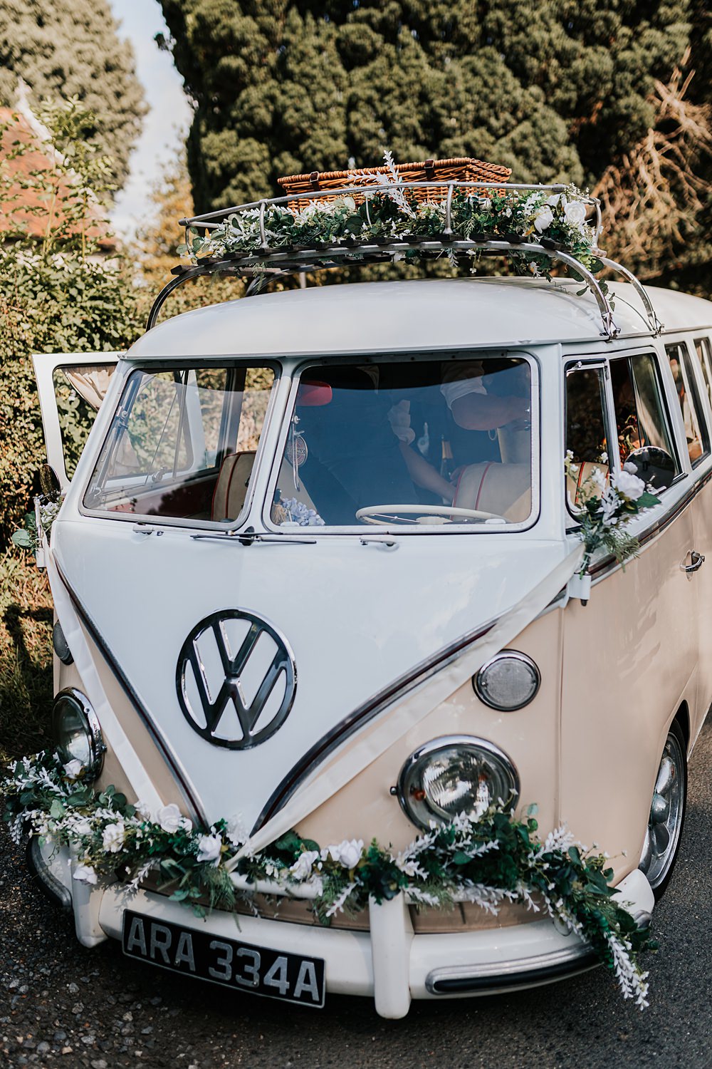 Chidham Barn Wedding Lucy Davis Photography VW Campervan Transport