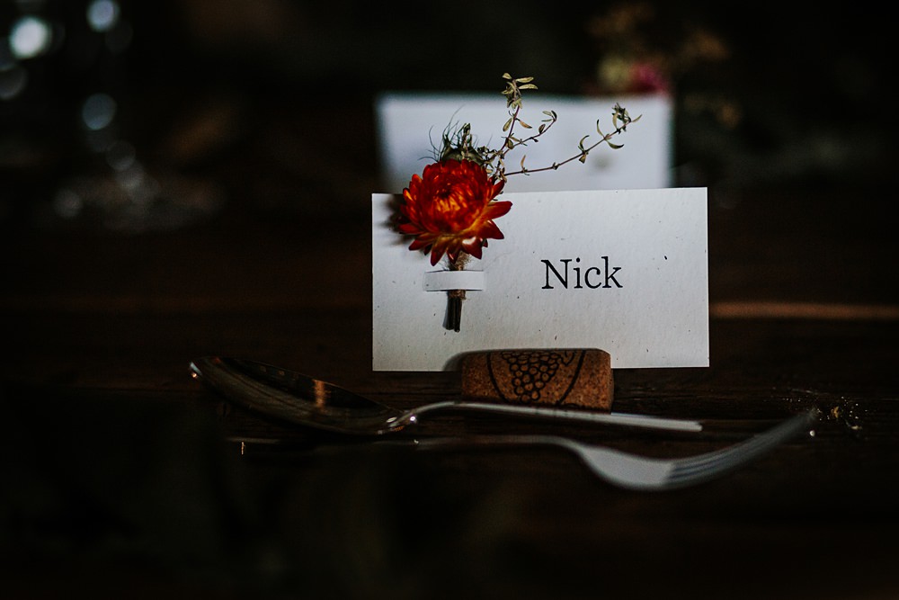 Chidham Barn Wedding Lucy Davis Photography Place Name Card Log Slice Flower