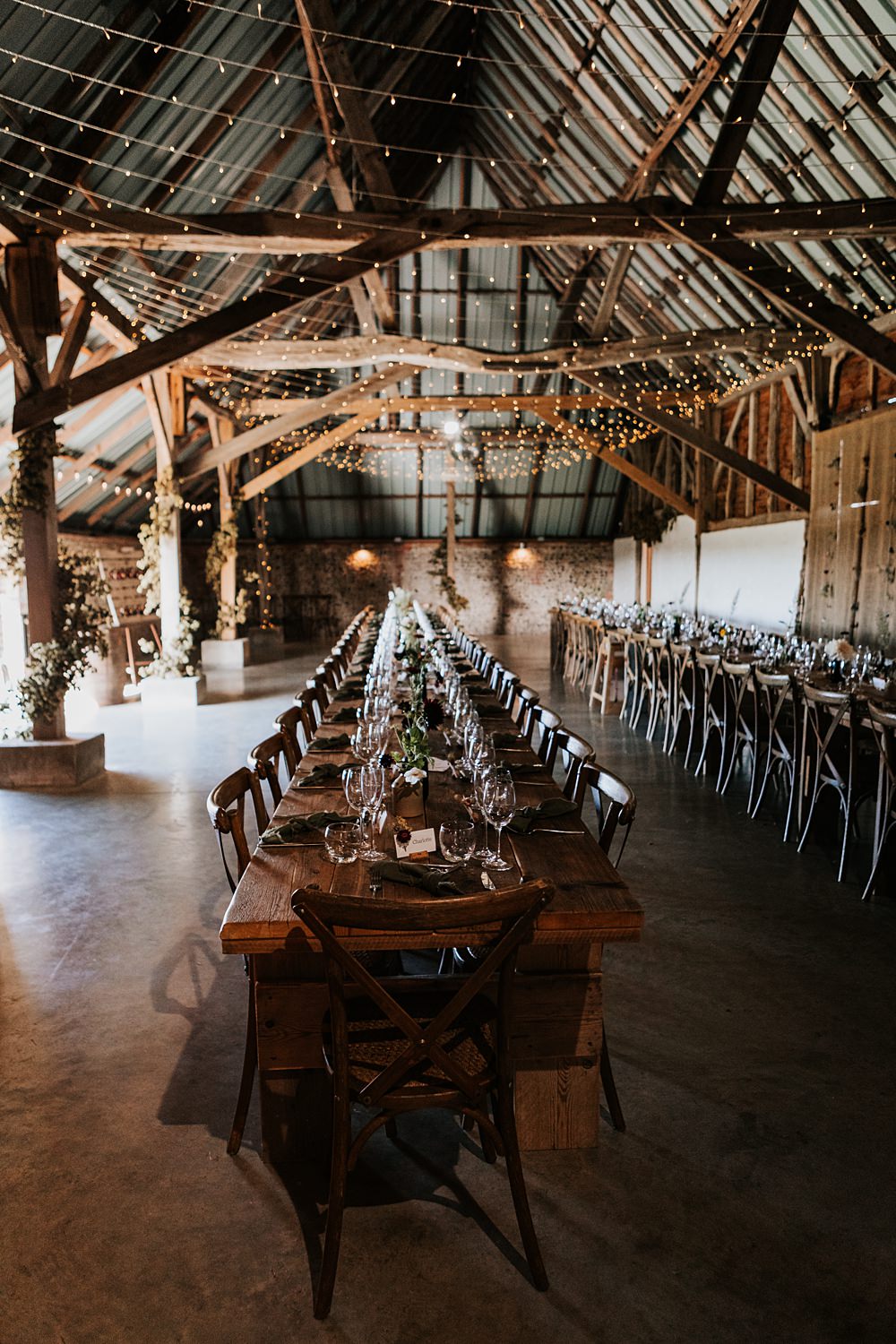 Chidham Barn Wedding Lucy Davis Photography Fairy Lights Decor Rustic Tables
