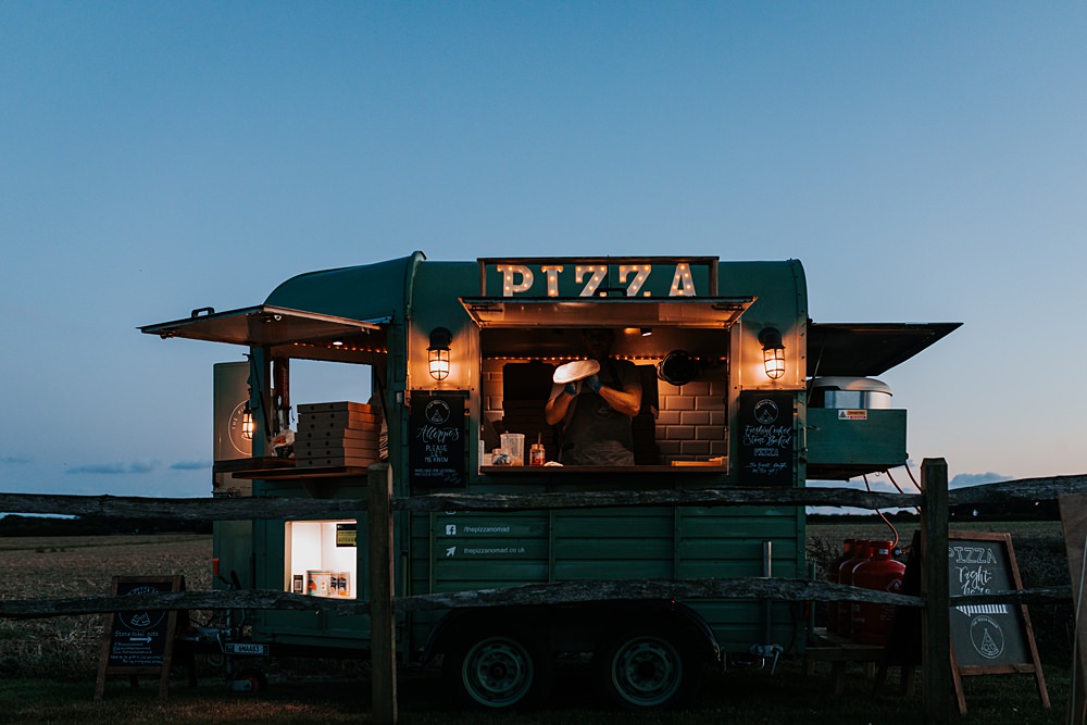 Chidham Barn Wedding Lucy Davis Photography Pizza Food Truck