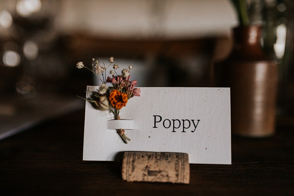 Chidham Barn Wedding Lucy Davis Photography Place Name Card Log Slice Flower