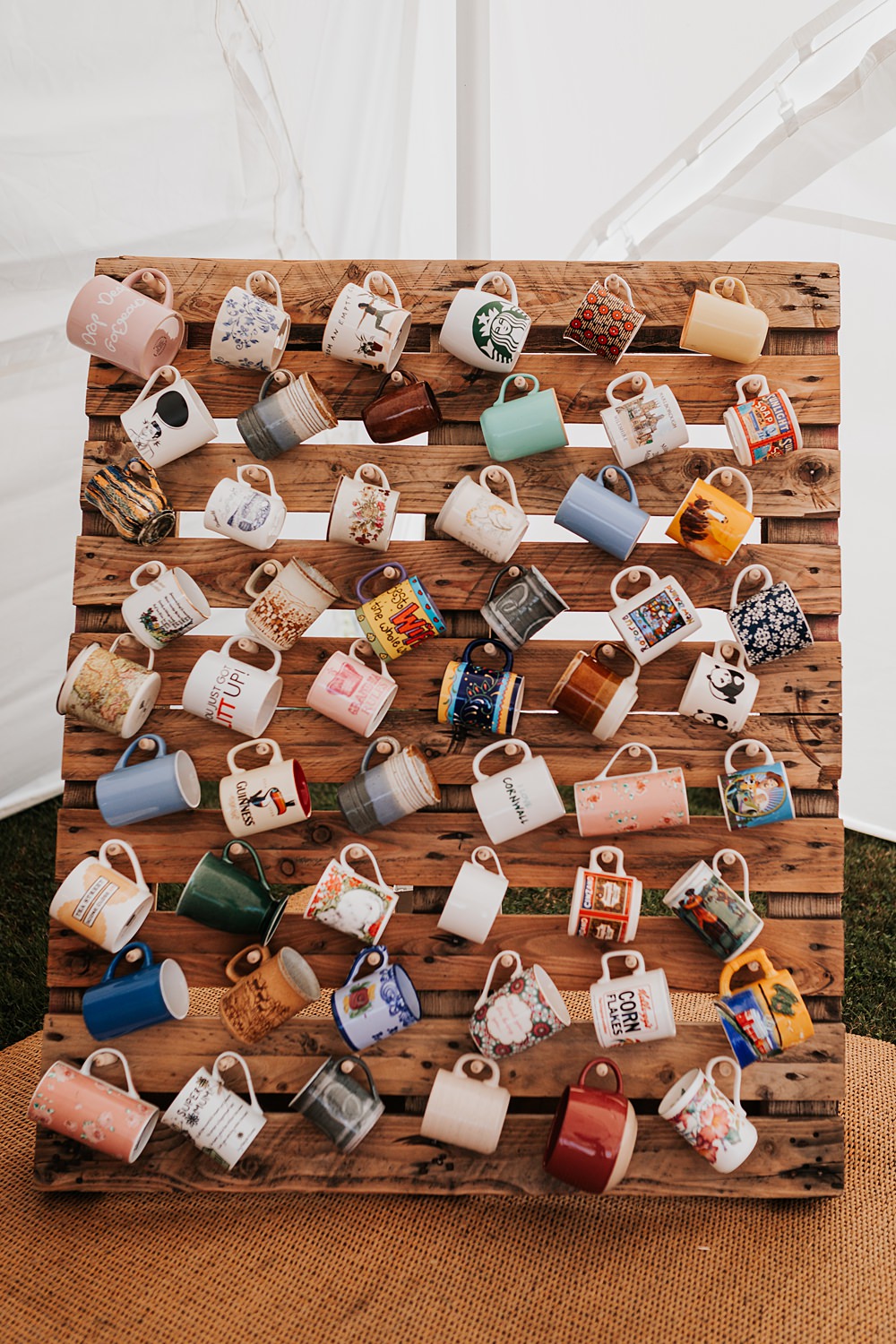 Chidham Barn Wedding Lucy Davis Photography Wooden Pallet Mug Favours