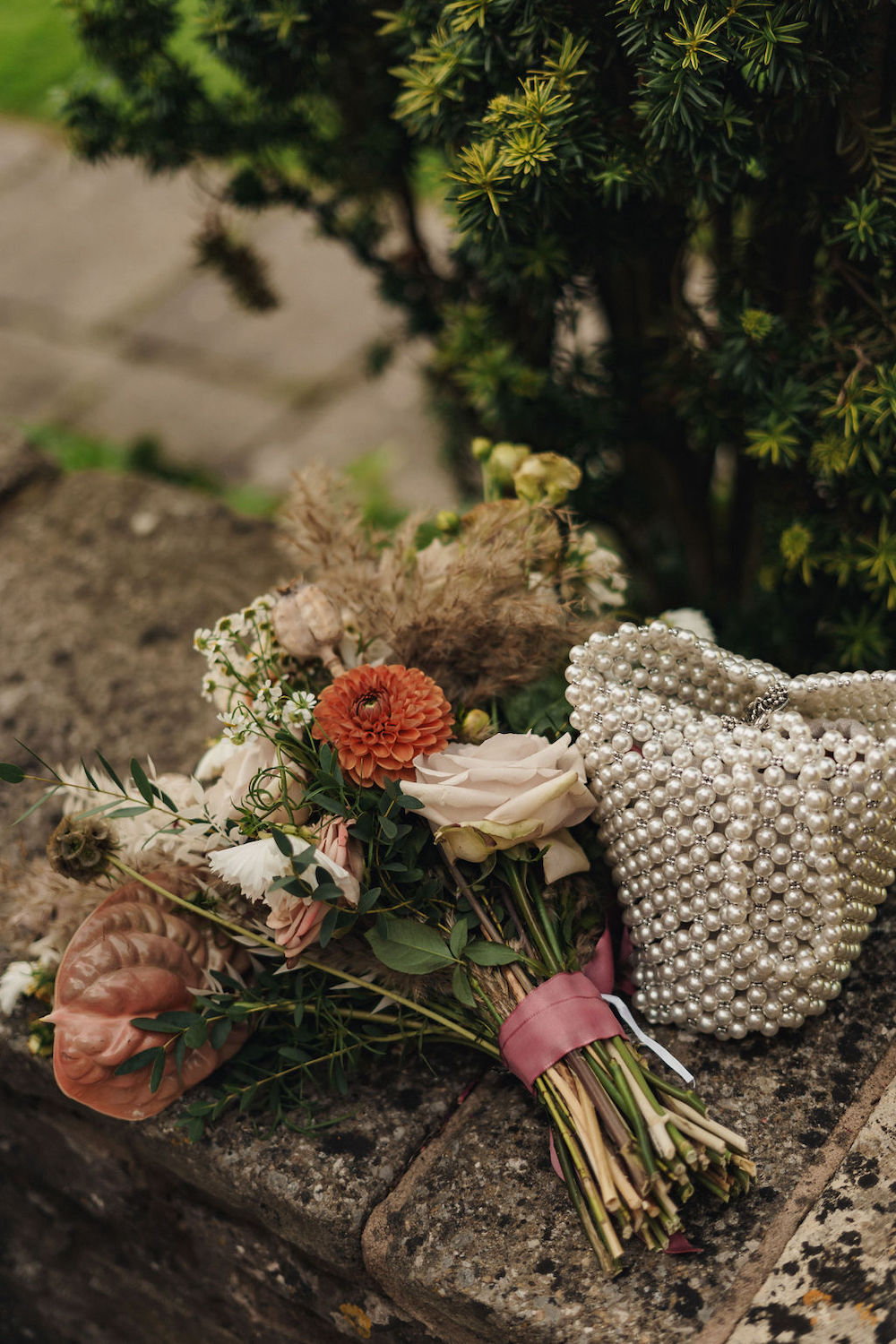 Disco Boho Wedding The Chamberlins Bride Bouquet Flowers Bag
