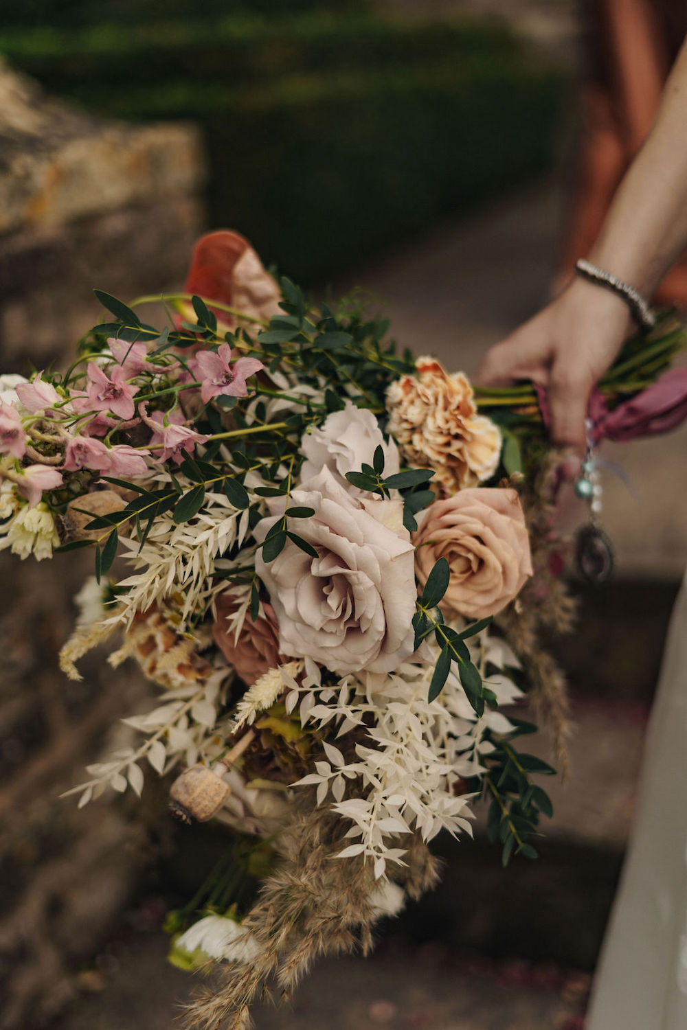 Disco Boho Wedding The Chamberlins Bouquet Flowers Brode Pink Rose