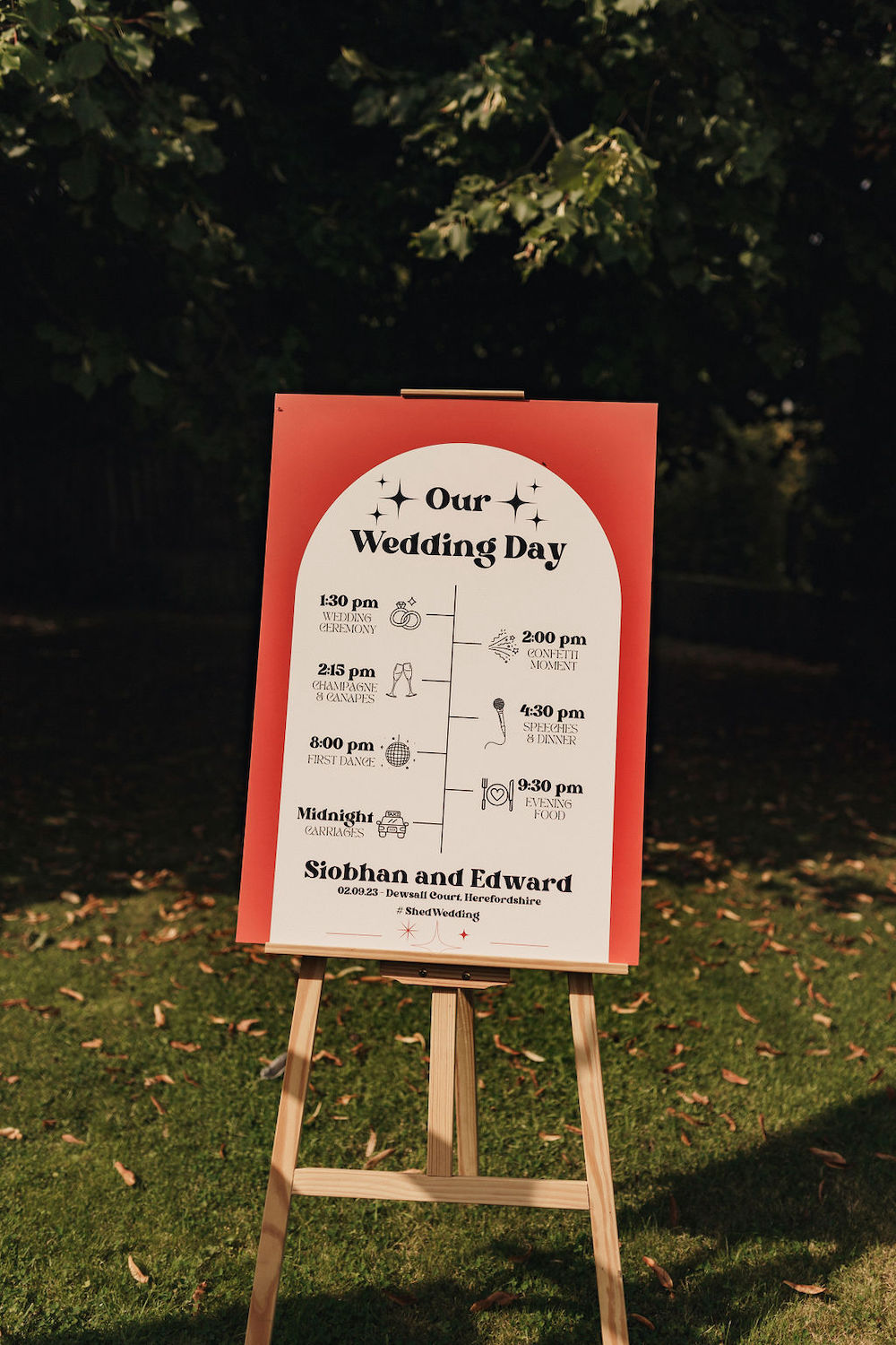 Disco Boho Wedding The Chamberlins Welcome Sign Stars Order Day Timeline