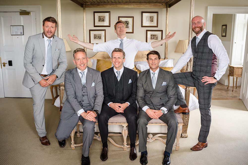 Fawsley Hall Wedding Sky Photography Groom Groomsmen Suits