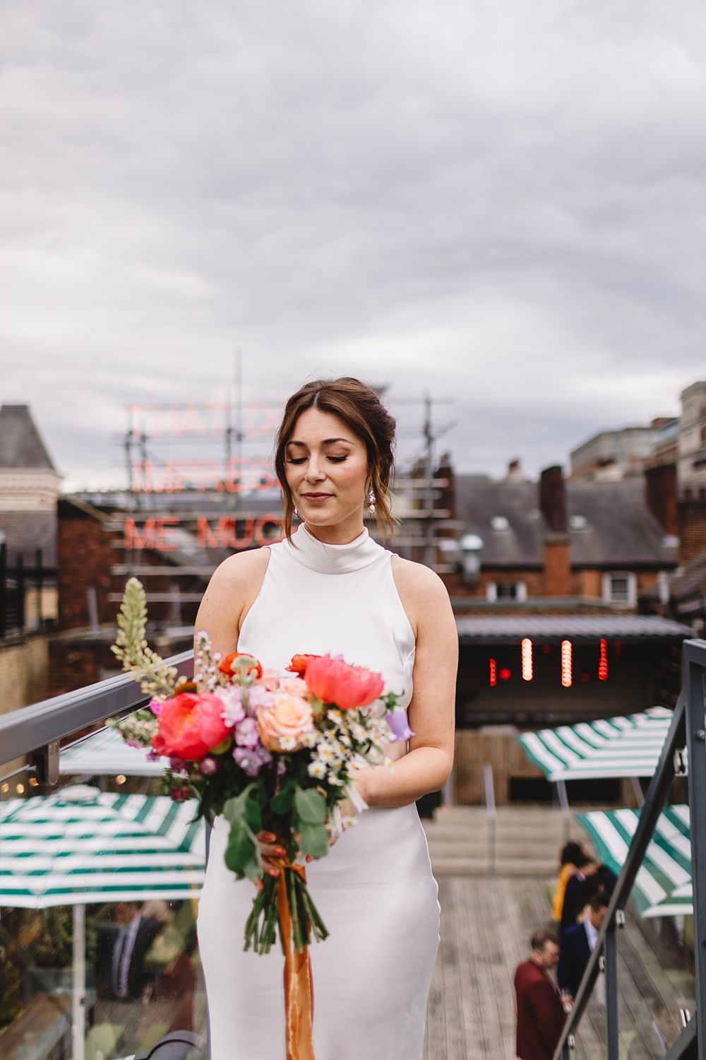 Headrow House Wedding Louise Barry Photographer Silk Satin Halterneck Bride Dress