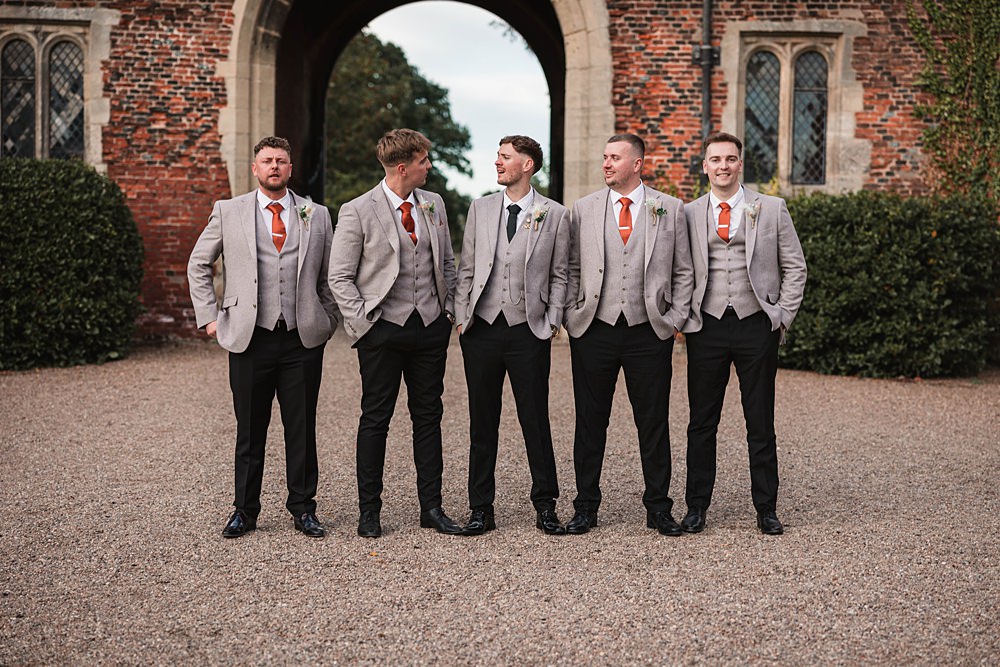 Magical Autumn Wedding Fabio Photography Groom Grey Jacket Black Chinos Groomsmen