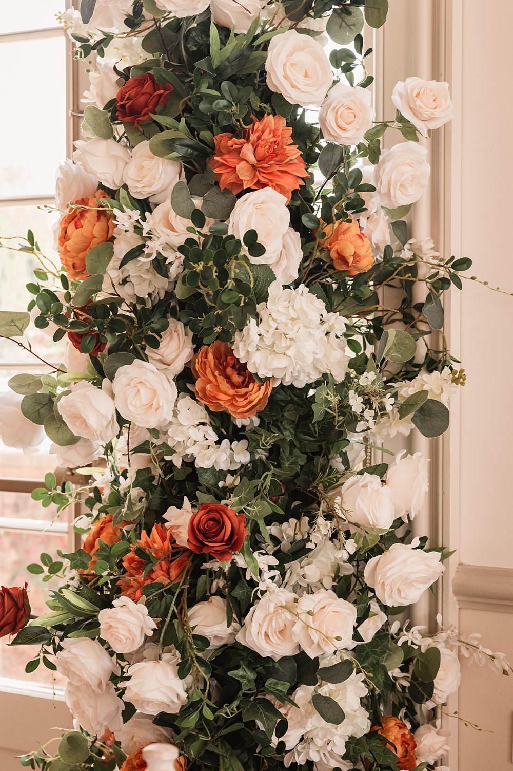 Magical Autumn Wedding Fabio Photography Orange White Flowers Pillar