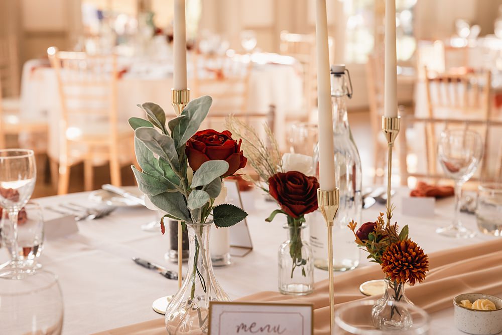Magical Autumn Wedding Fabio Photography Table Flowers Bud Vases Centrepiece