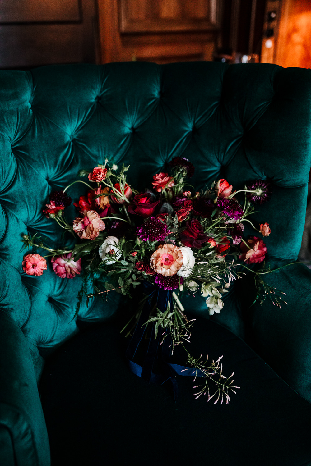 Whitworth Art Gallery Wedding Amy Faith Photography Red Pink Bouquet Flowers