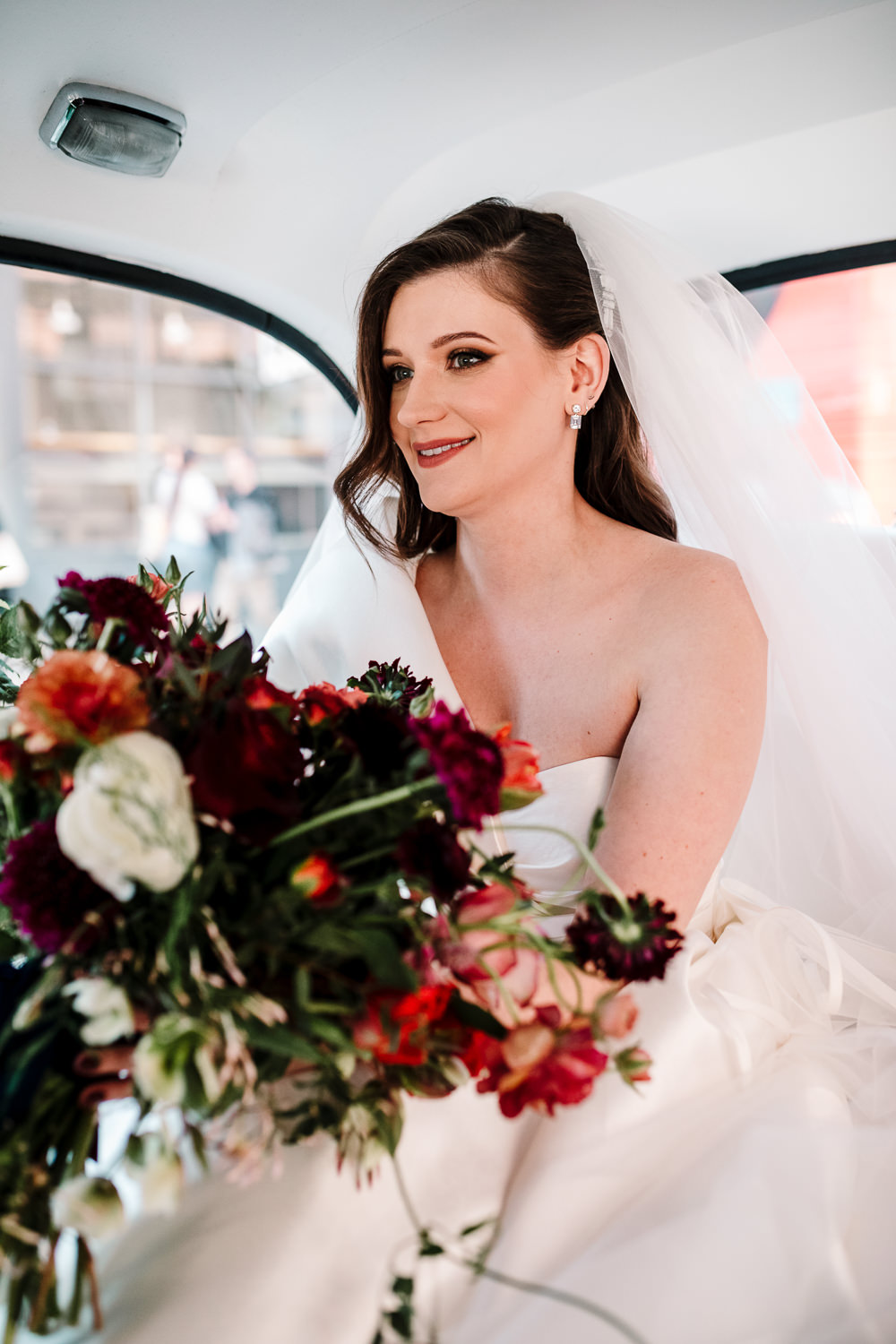 Whitworth Art Gallery Wedding Amy Faith Photography Red Pink Bouquet Flowers
