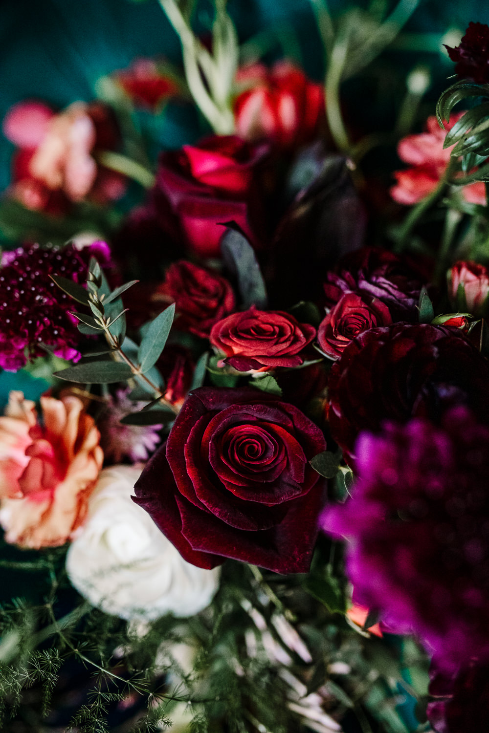 Whitworth Art Gallery Wedding Amy Faith Photography Red Pink Bouquet Flowers