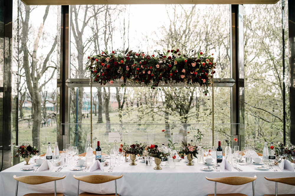 Whitworth Art Gallery Wedding Amy Faith Photography Top Table Flower Arch