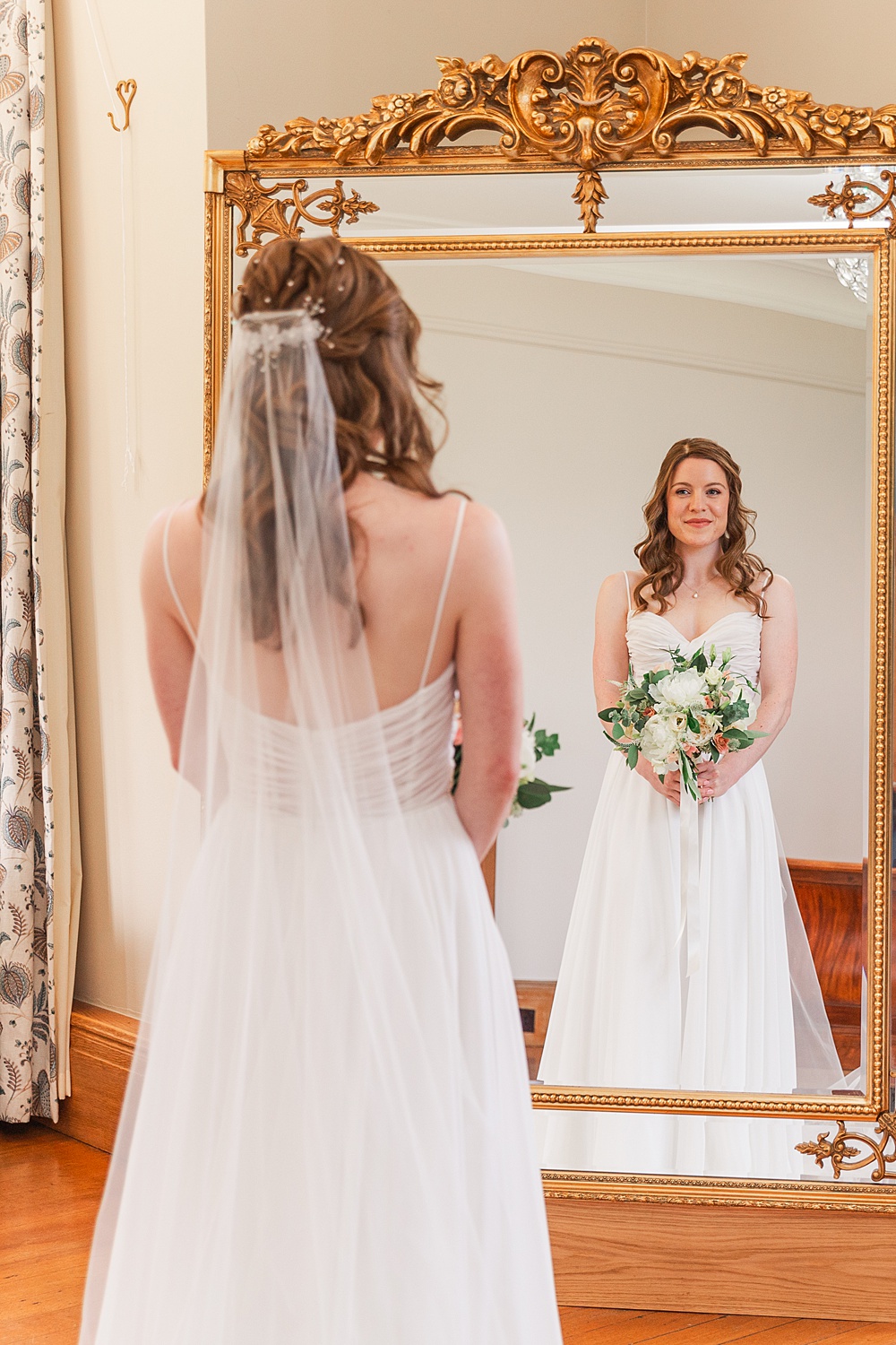 Classic Somerset Country Wedding James and Kerrie Photography Spaghetti Strap Gown Bridal Dress Train