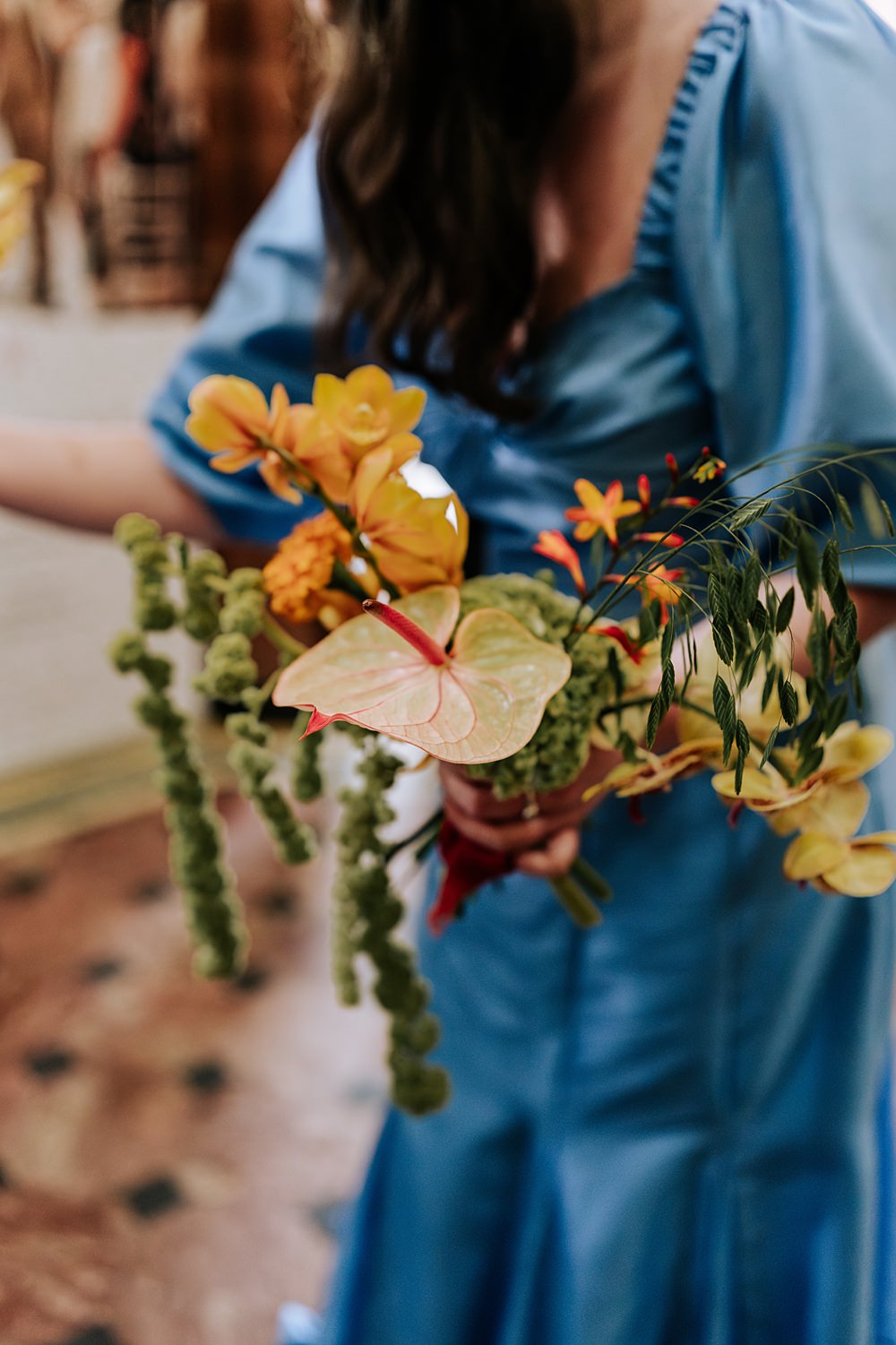 Dinner Party Wedding Lou Rob Photo Bridesmaid Bouquet Flowers