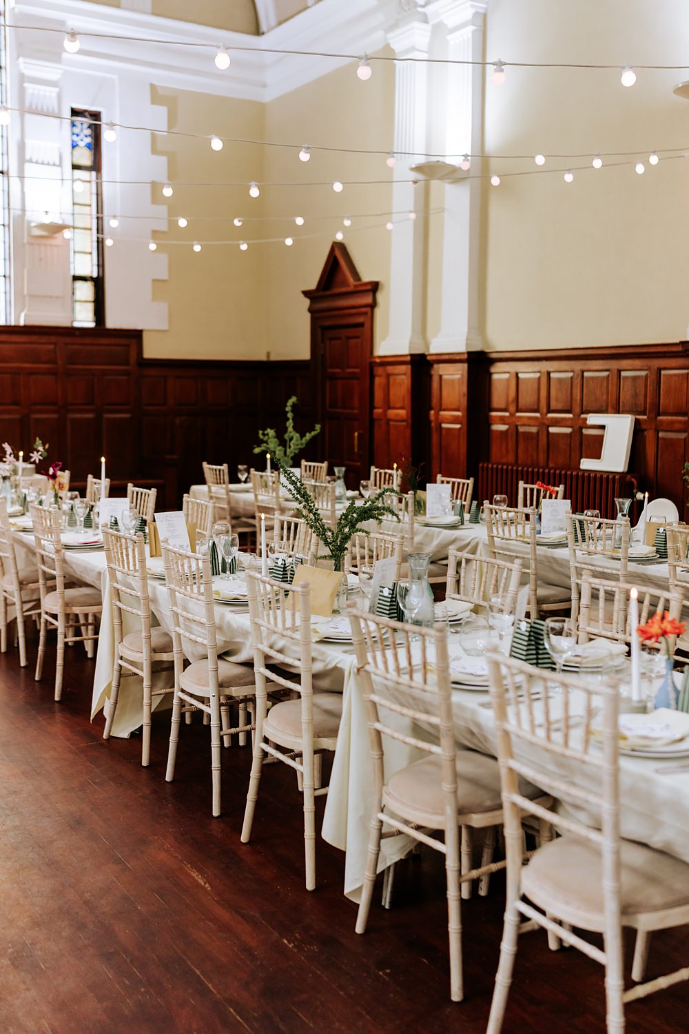Dinner Party Wedding Lou Rob Photo Long Table Flowers Decor Festoon Lights