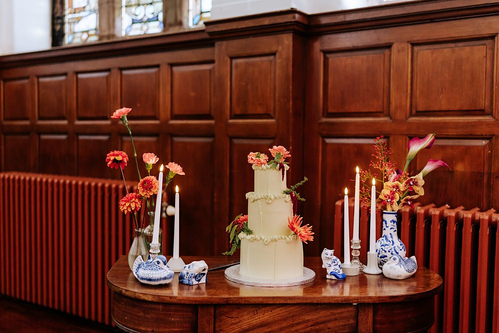 Dinner Party Wedding Lou Rob Photo Cake Table Flowers Candles