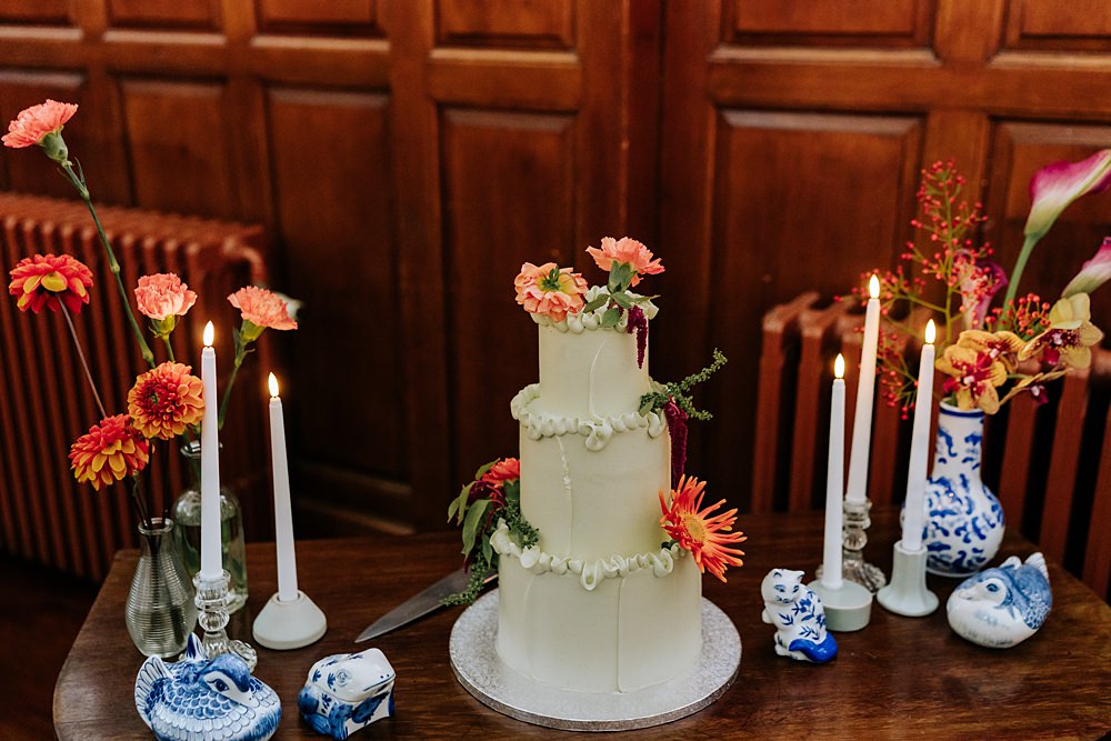 Dinner Party Wedding Lou Rob Photo Cake Table Flowers Candles