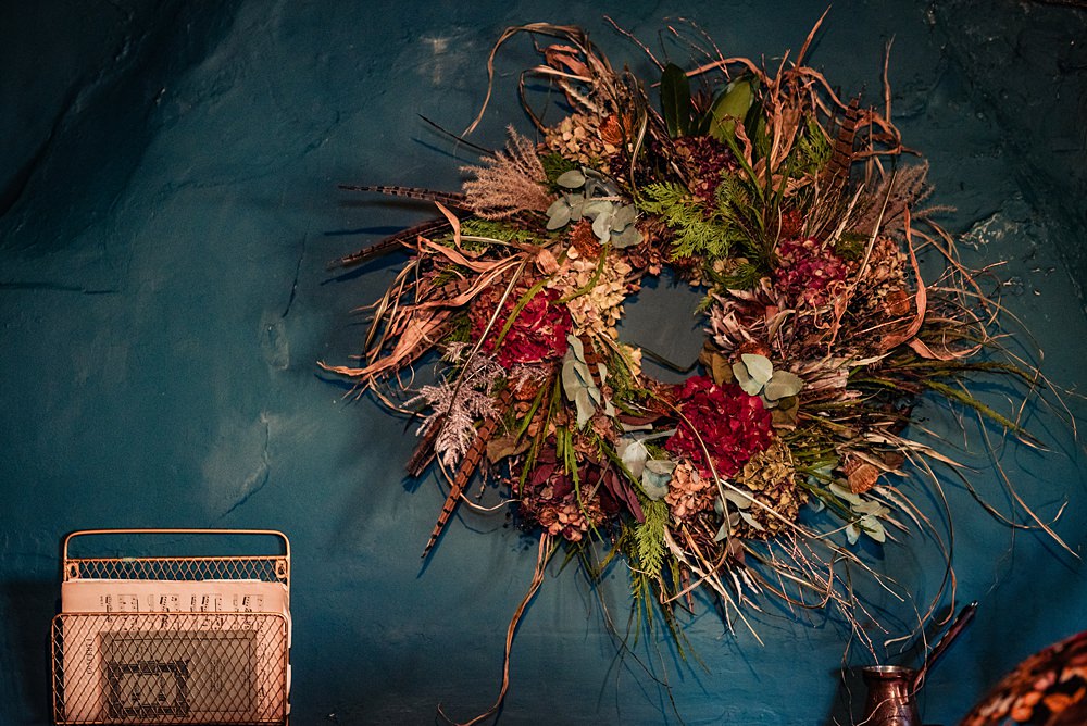 Vintage Winter Wonderland Wedding Ideas Natalia Case Photography Wreath Wild Natural
