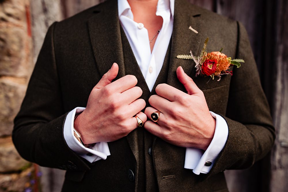 Vintage Winter Wonderland Wedding Ideas Natalia Case Photography Groom Buttonhole Pocket Flowers