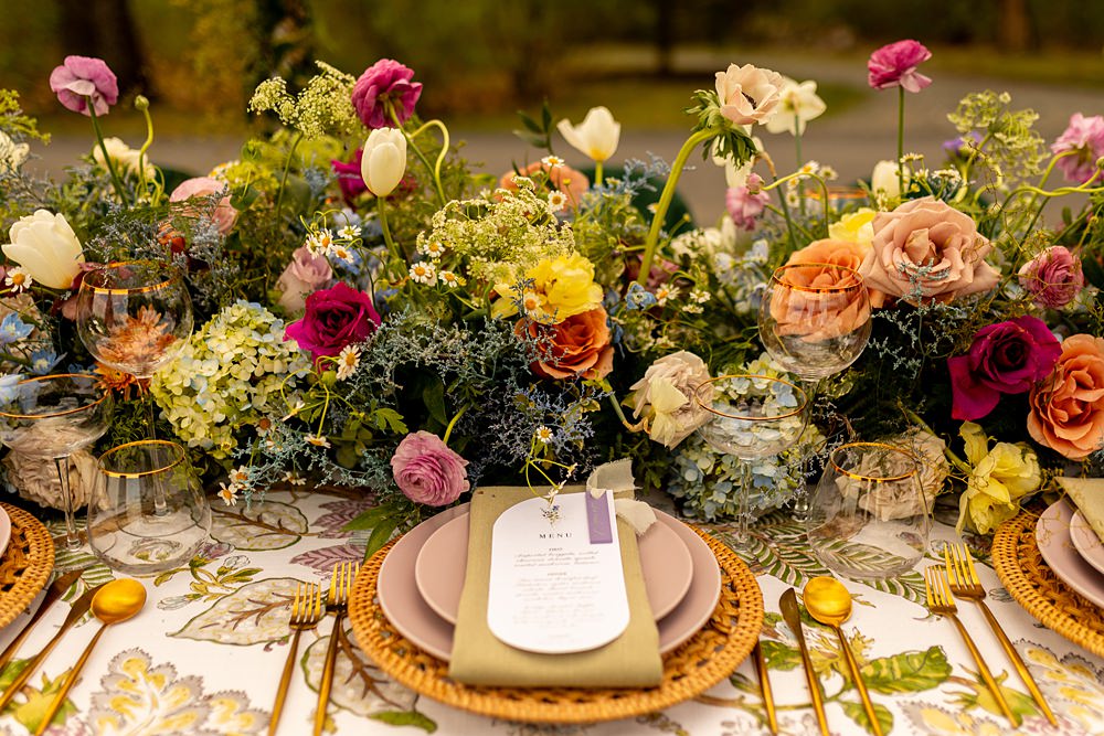 Cedar Lakes Estate Wedding Ideas Little But Fierce Photography Place Setting Menu Mat Gold Cutlery Wildflowers