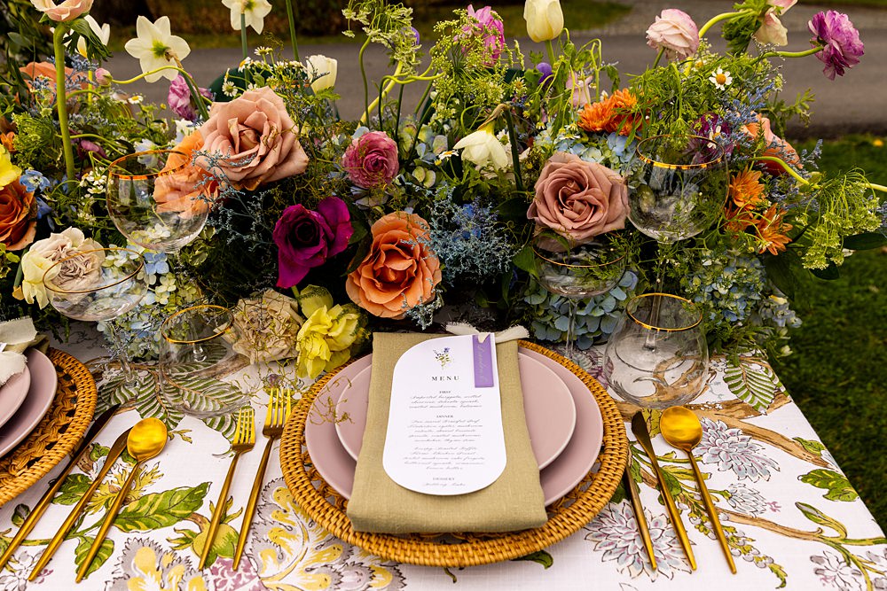 Cedar Lakes Estate Wedding Ideas Little But Fierce Photography Place Setting Menu Mat Gold Cutlery Wildflowers