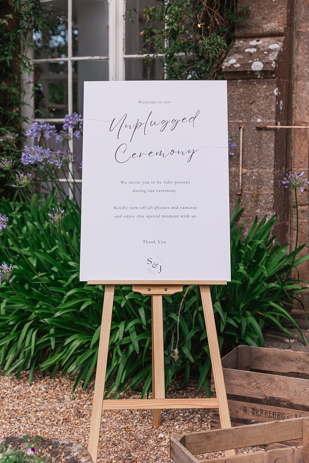 St Audries Park Wedding James and Kerrie Photography Unplugged Ceremony Sign