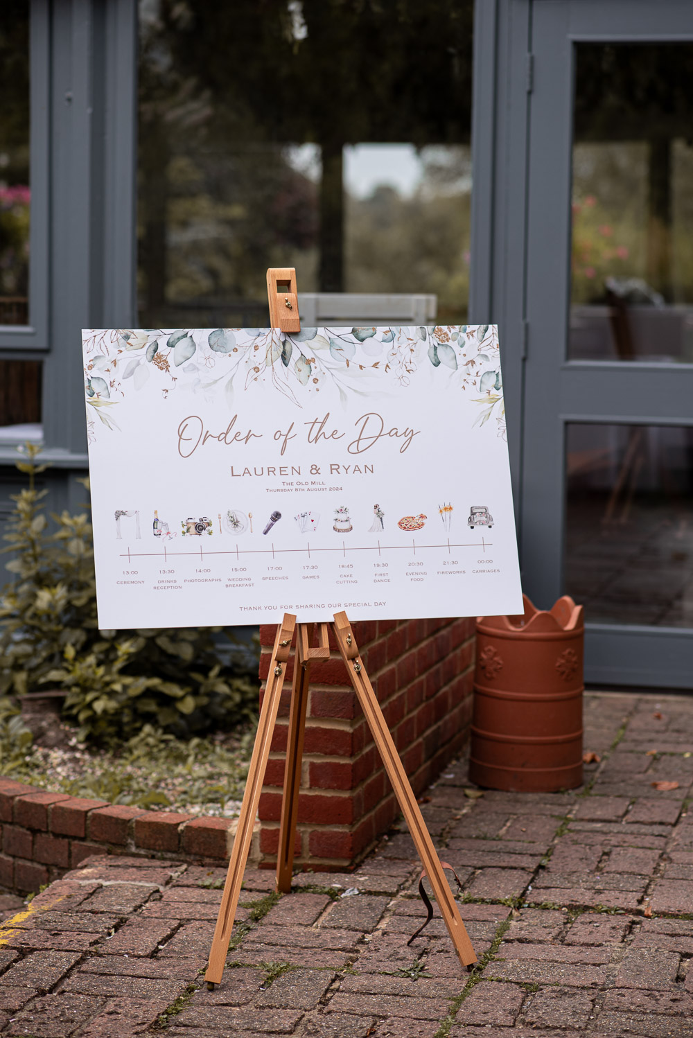 The Old Mill Aldermaston Wedding Nicola Belson Photography Order Day Timeline Sign