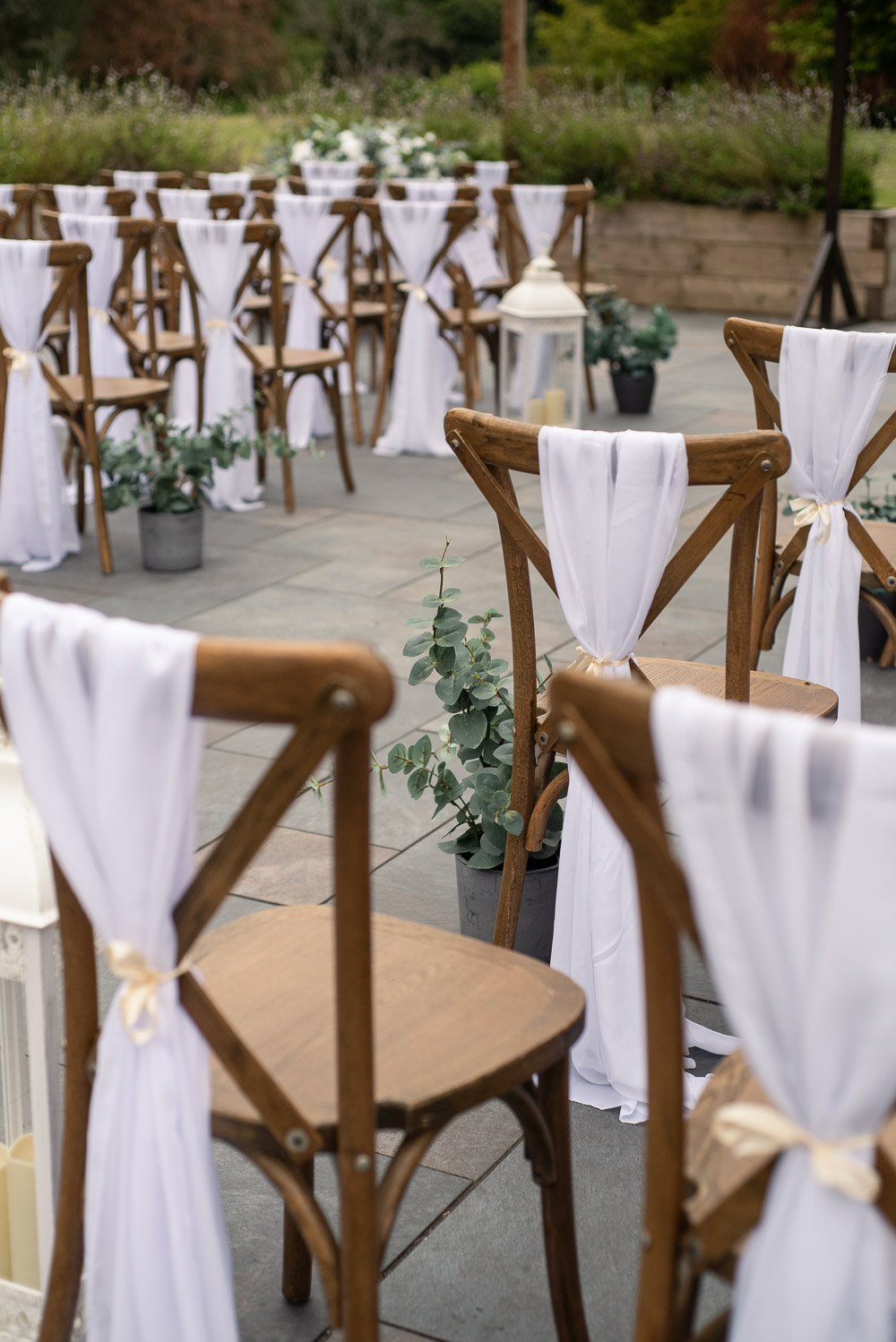 The Old Mill Aldermaston Wedding Nicola Belson Photography Ceremony Chairs Fabric Backs Greenery Aisle Decor