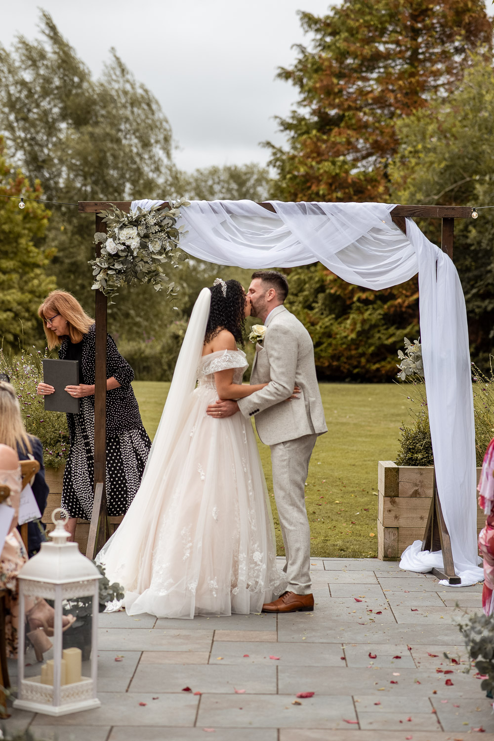 The Old Mill Aldermaston Wedding Nicola Belson Photography Ceremony Arch Fabric Flowers