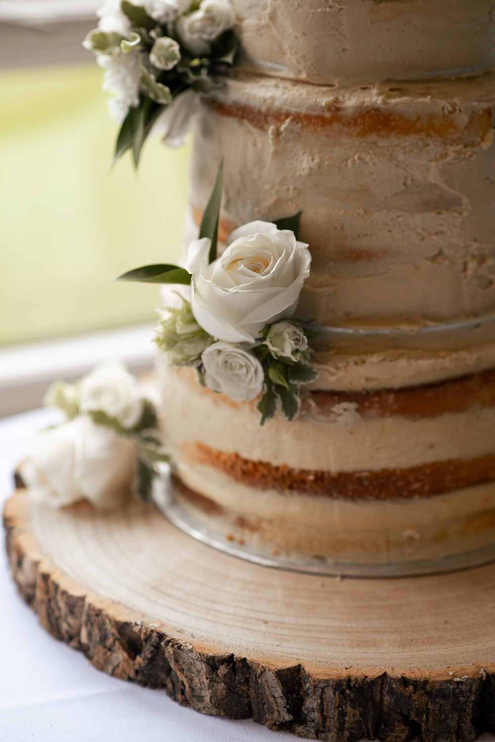 The Old Mill Aldermaston Wedding Nicola Belson Photography Semi Naked Cake Flowers Log Slice