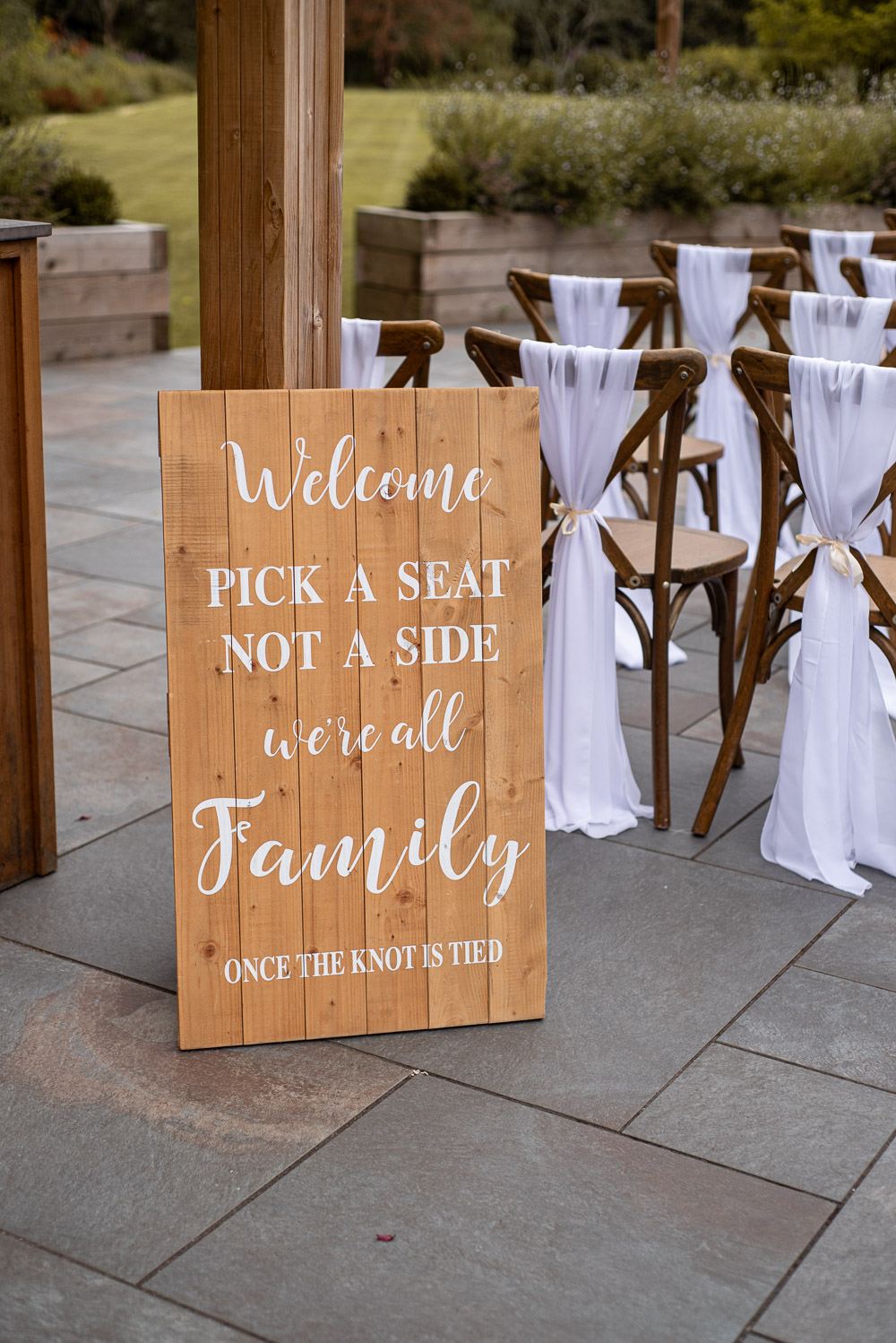 The Old Mill Aldermaston Wedding Nicola Belson Photography Rustic Wooden Ceremony Sign