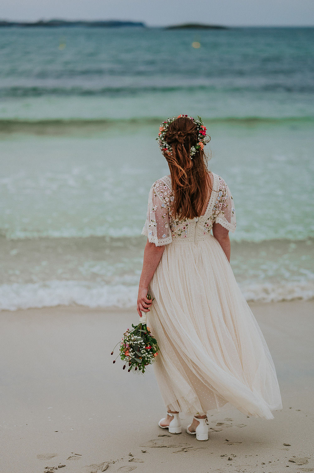 Akrasanden Norway Elopement TS Foto Design Bride Dress Embroidered Needle Thread